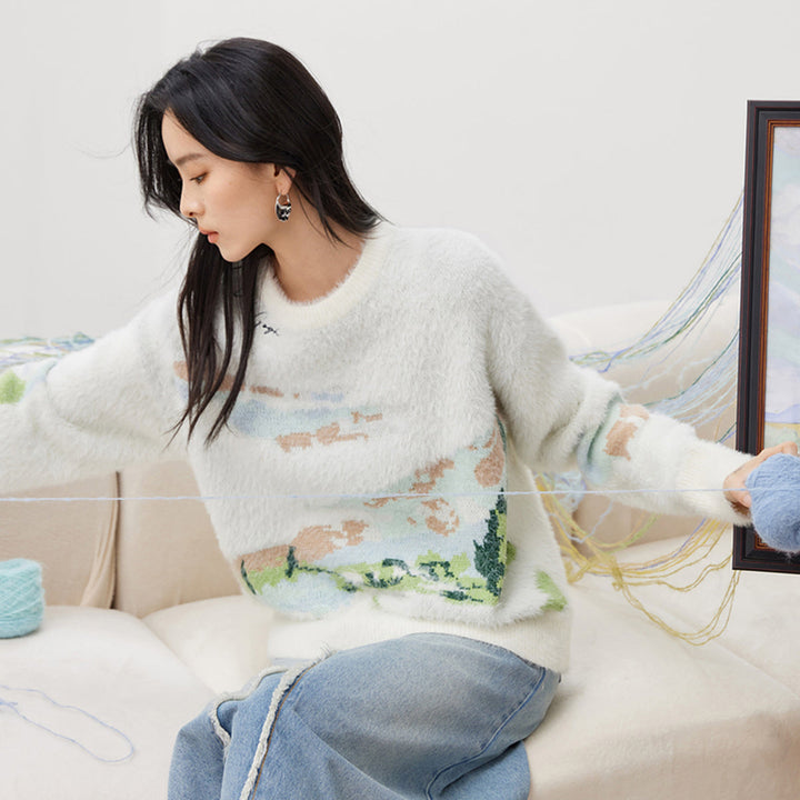 Van Gogh Wheat Field Mohair Knit Jumper