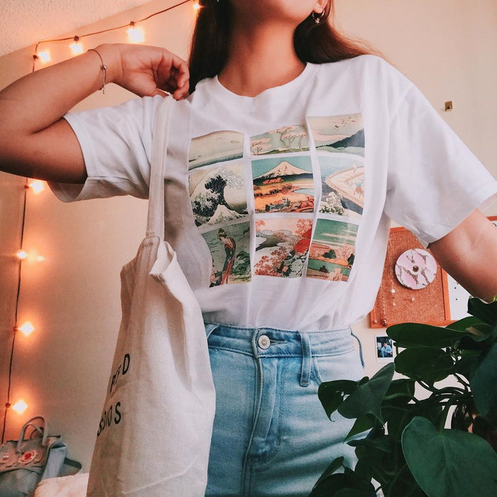 Hokusai grid T-shirt