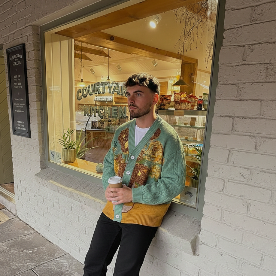 Van Gogh Vintage Cardigan Knit Jumper