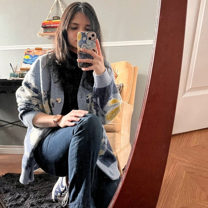 Van Gogh Starry Night Knitted Cardigan Jumper