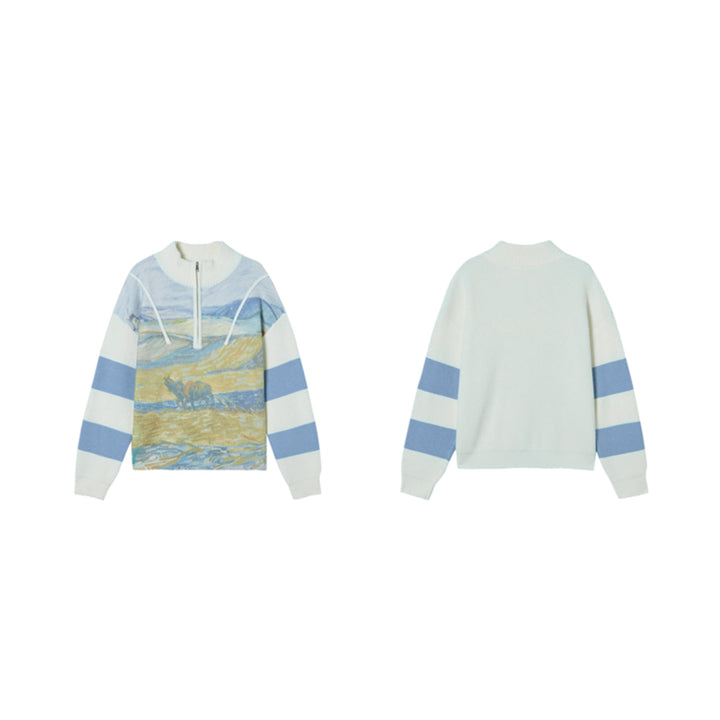 Van Gogh Landscape Half Zip Jumper