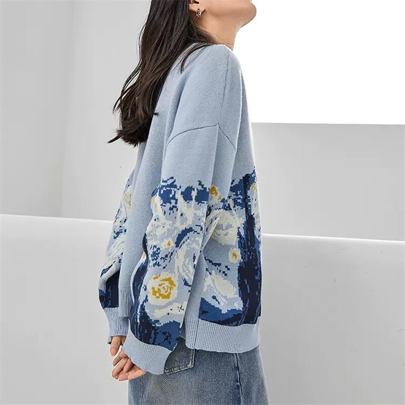 Van Gogh Starry Night Knitted Cardigan Jumper