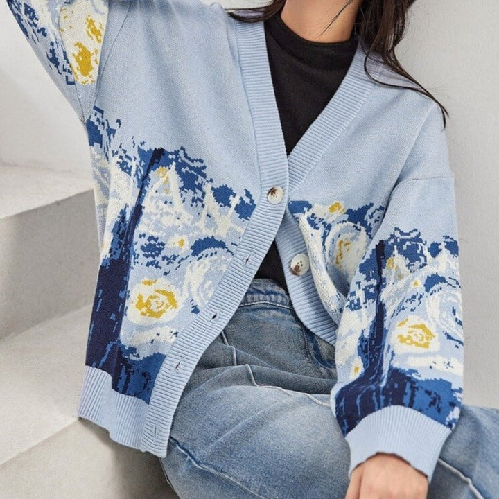 Van Gogh Starry Night Knitted Cardigan Jumper
