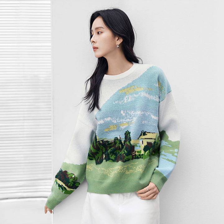 Green Wheat Field with Cypress Jumper