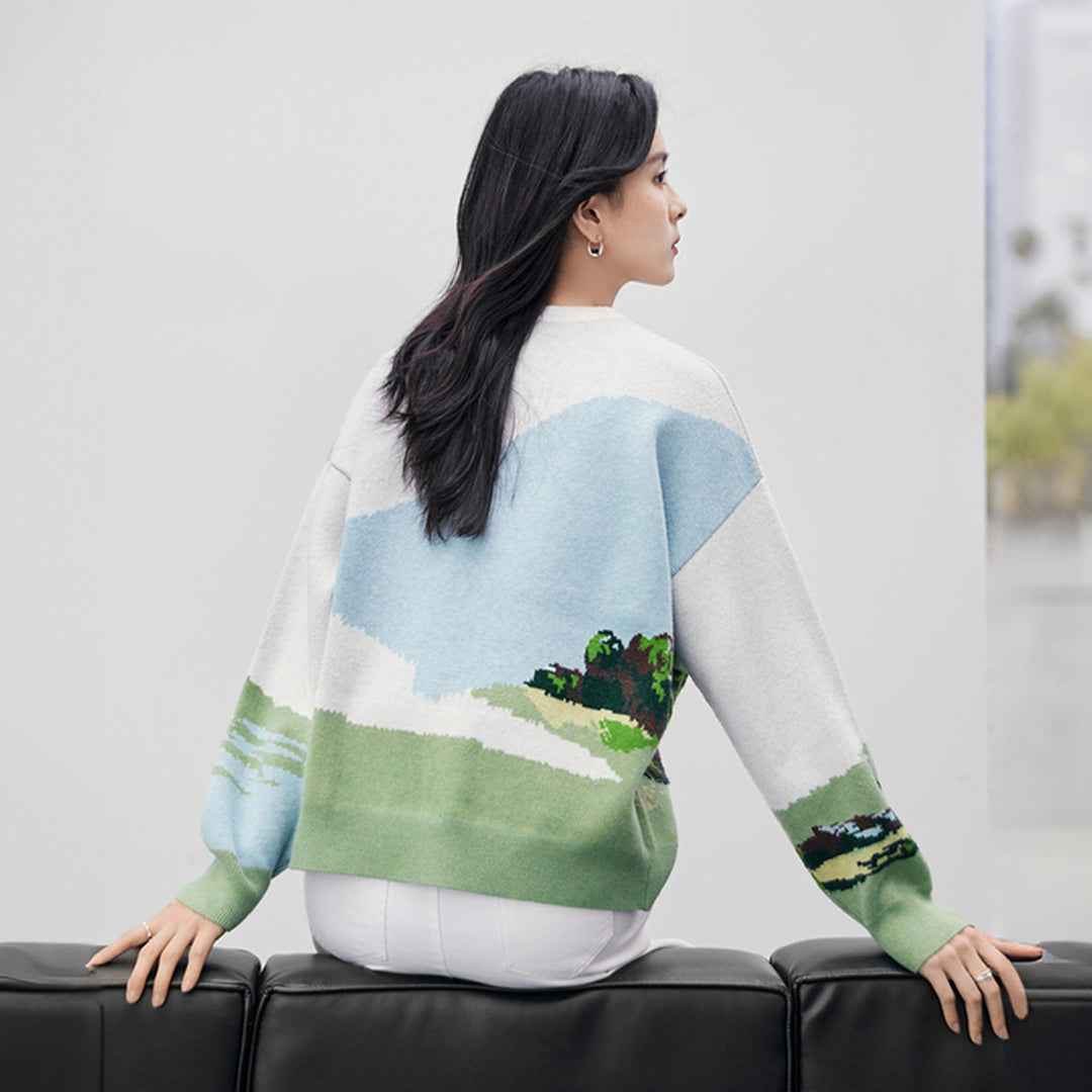Green Wheat Field with Cypress Jumper