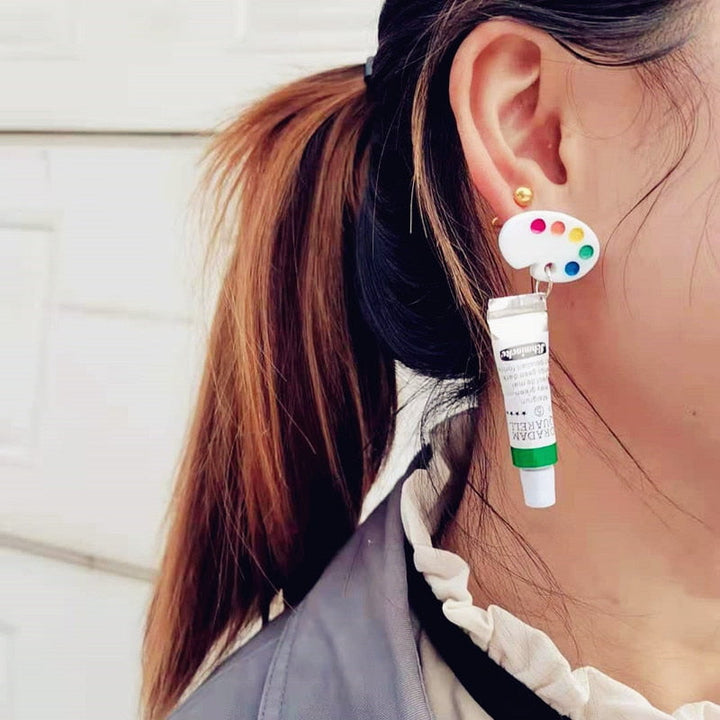 Acrylic tube &amp; Palette Earrings
