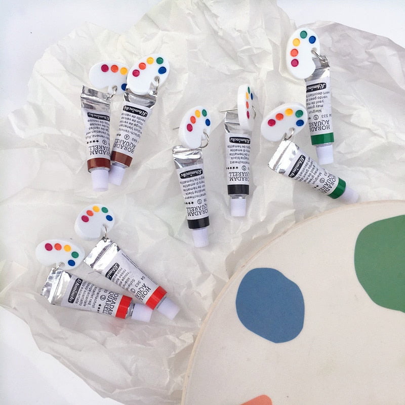Acrylic tube &amp; Palette Earrings