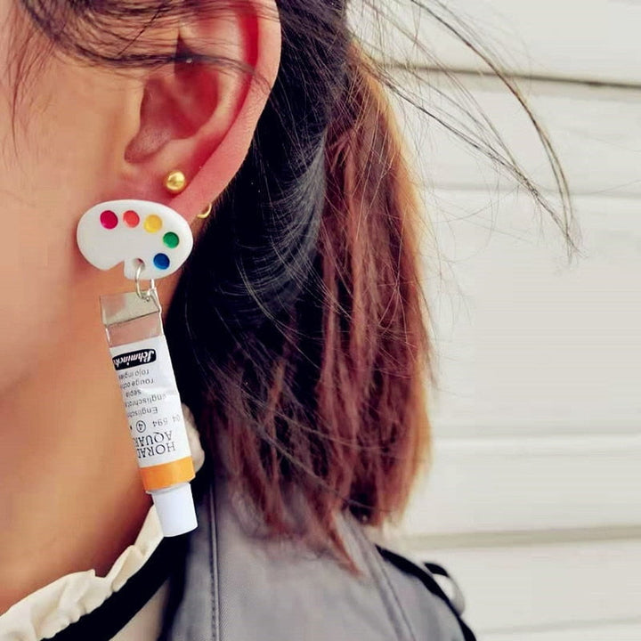Acrylic tube &amp; Palette Earrings