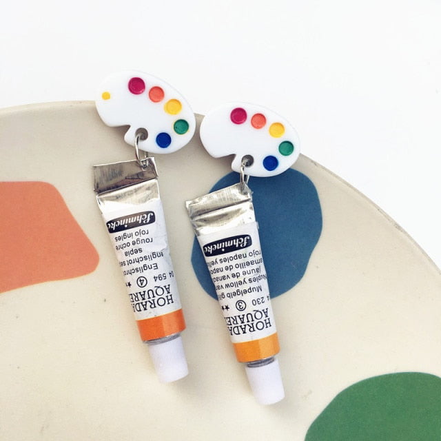 Acrylic tube &amp; Palette Earrings