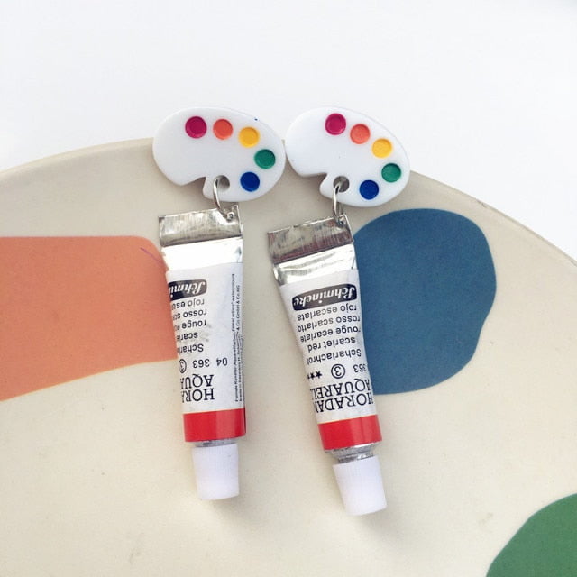 Acrylic tube &amp; Palette Earrings