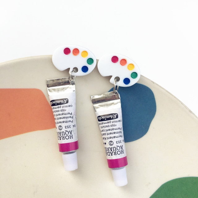 Acrylic tube &amp; Palette Earrings