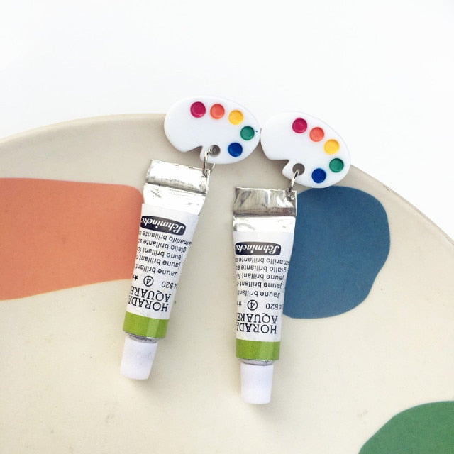 Acrylic tube &amp; Palette Earrings