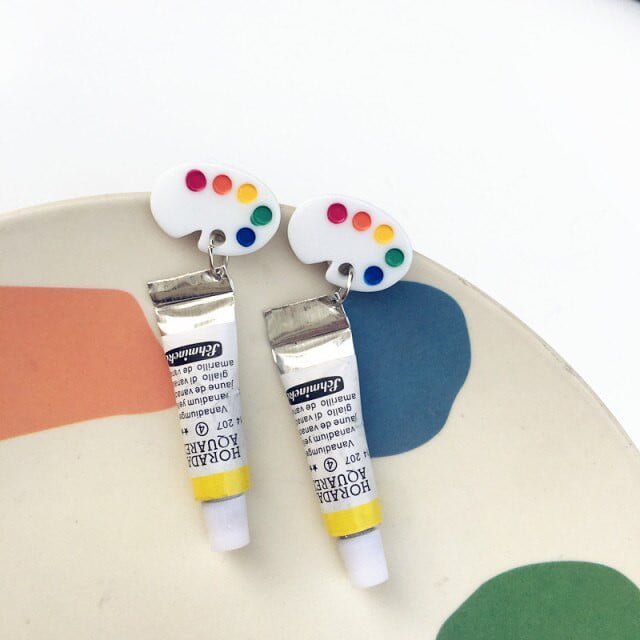 Acrylic tube &amp; Palette Earrings