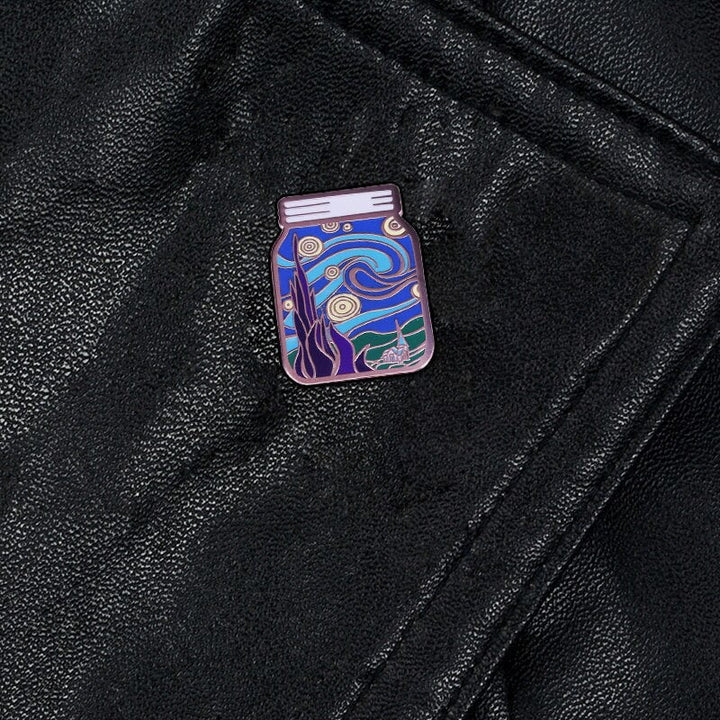 The Starry Night jar enamel pin