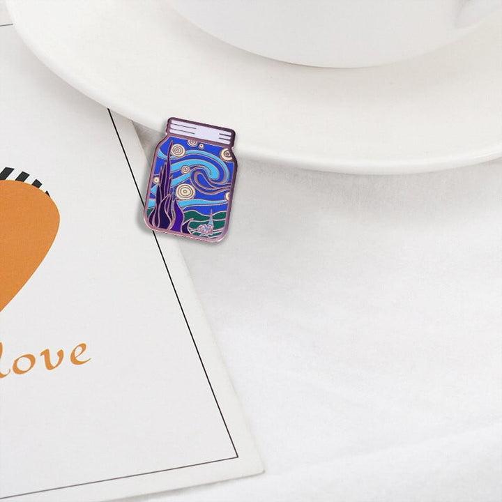 The Starry Night jar enamel pin
