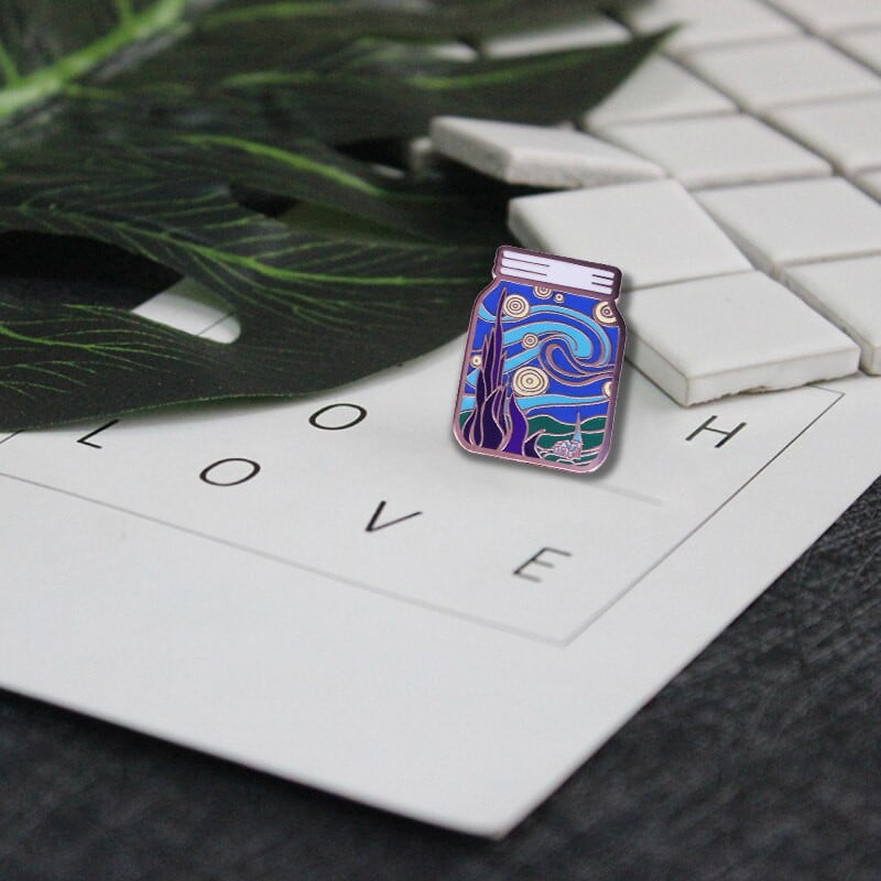 The Starry Night jar enamel pin