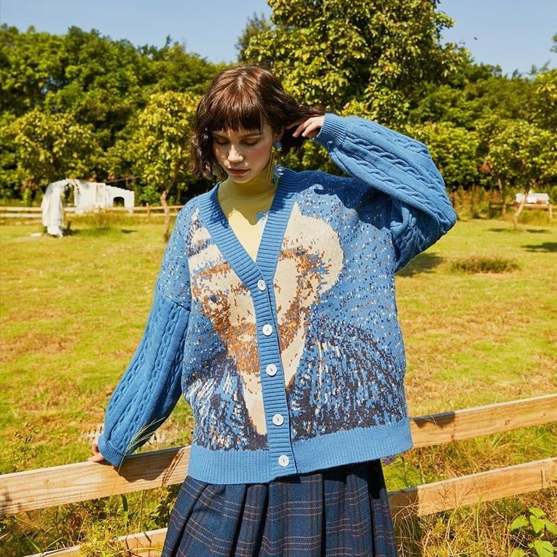 Van Gogh Vintage Cardigan Knit Jumper