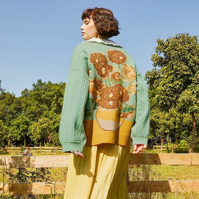 Van Gogh Vintage Cardigan Knit Jumper
