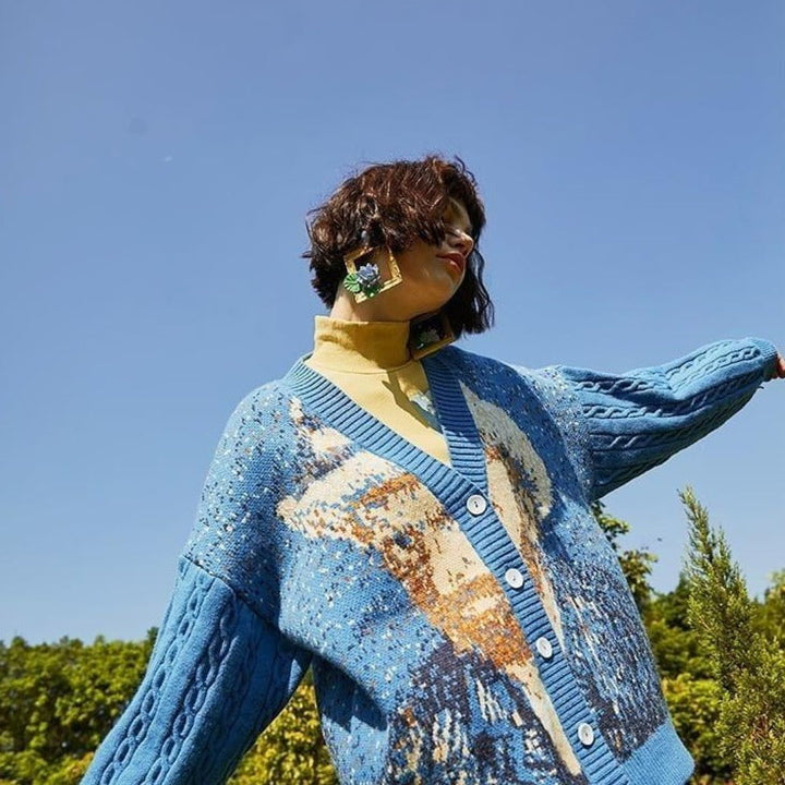 Van Gogh Vintage Cardigan Knit Jumper