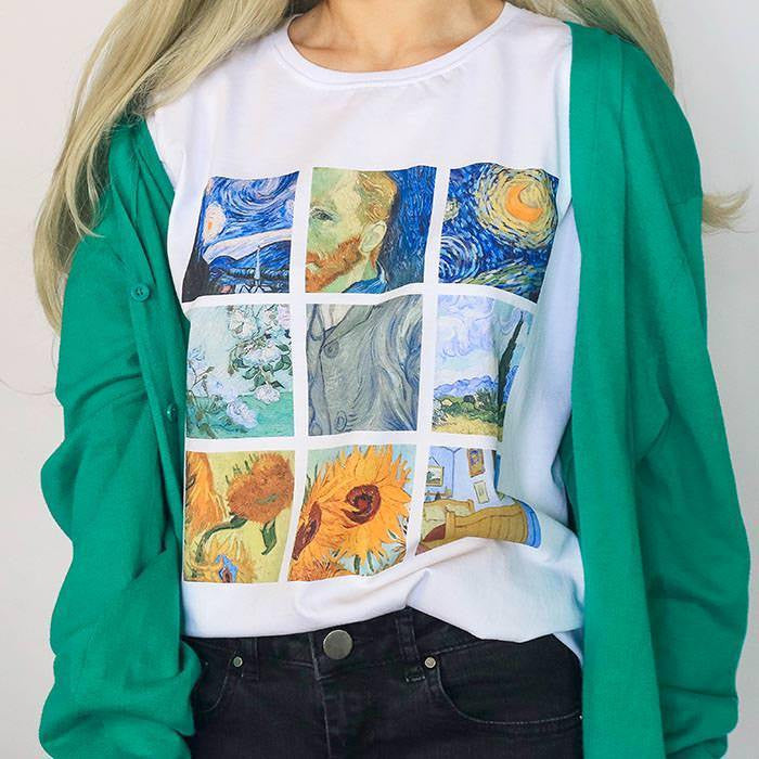 Van Gogh paintings grid - Unisex tshirt